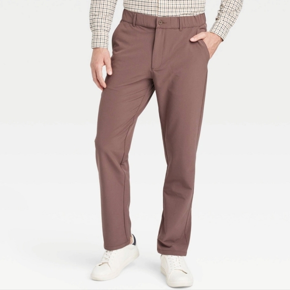 Men's Relaxed Travel Tech Trousers - Goodfellow & Co Brown S - Picture 1 of 14